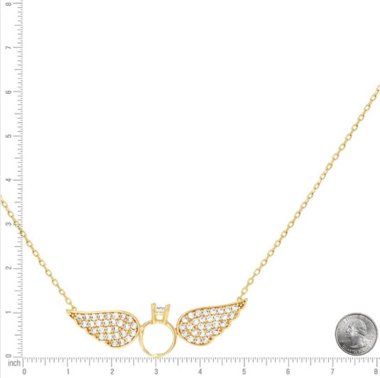 Close-up of Flying Ring Necklace with Cubic Zirconia Stones