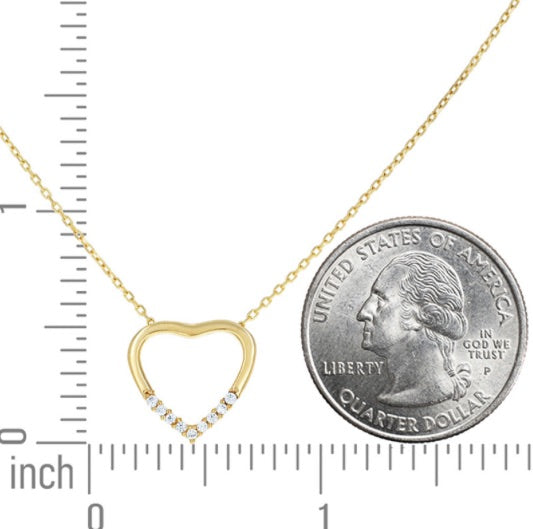 14k Yellow Gold Women’s Cubic Zirconia Heart Love Charm Necklace – 18" (16" + 2")