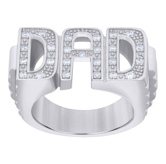 Sterling Silver DAD Ring with Cubic Zirconias Size 10