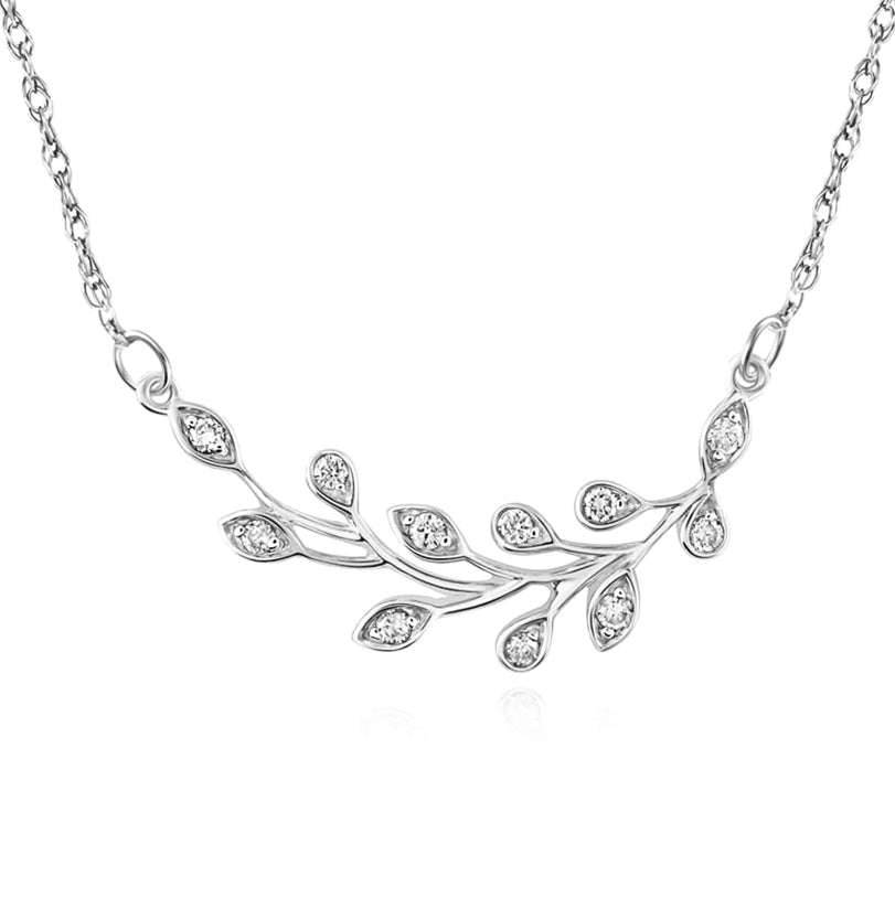 Brilliant 10K gold floral diamond necklace with 1/6 Cttw, 18-inch chain for women.