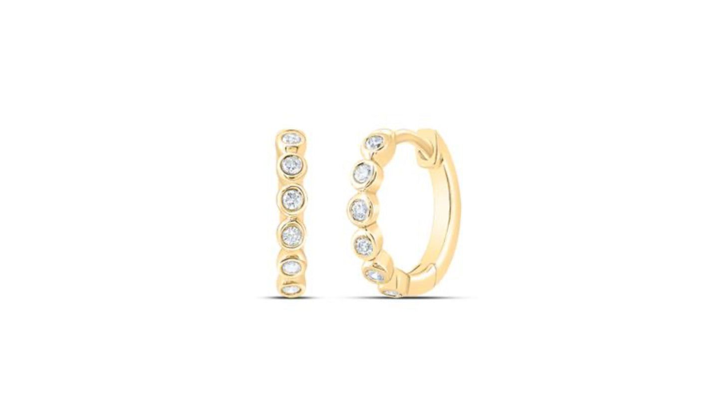 1/10 CTW Diamond Hoop Earrings in Yellow Gold