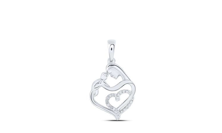 10K gold mother-child diamond pendant with 1/12 cttw for moms