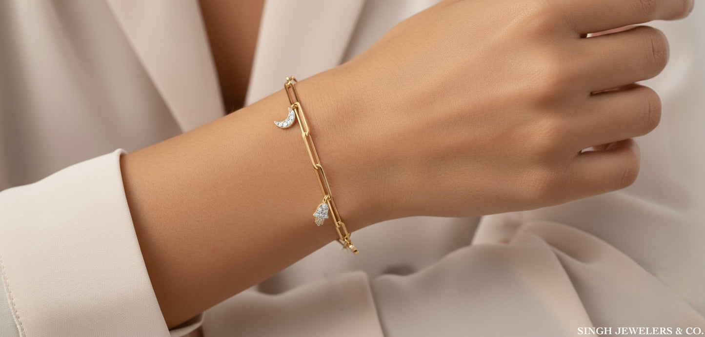 1/5 CTW natural diamond paper clip fashion bracelet – 7 inch chain design