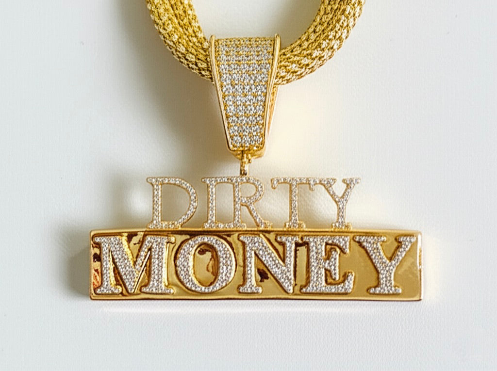 Luxury Dirty Money pendant with 0.60 CTTW diamonds in yellow gold