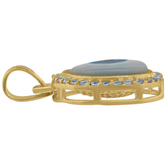Good luck cubic zirconia evil eye pendant in 10k yellow gold