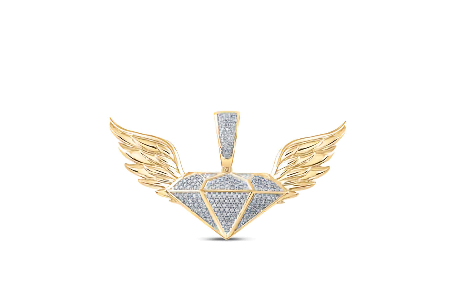 10k Yellow Gold 1/3 Cttw Diamond Gem Wings Pendant