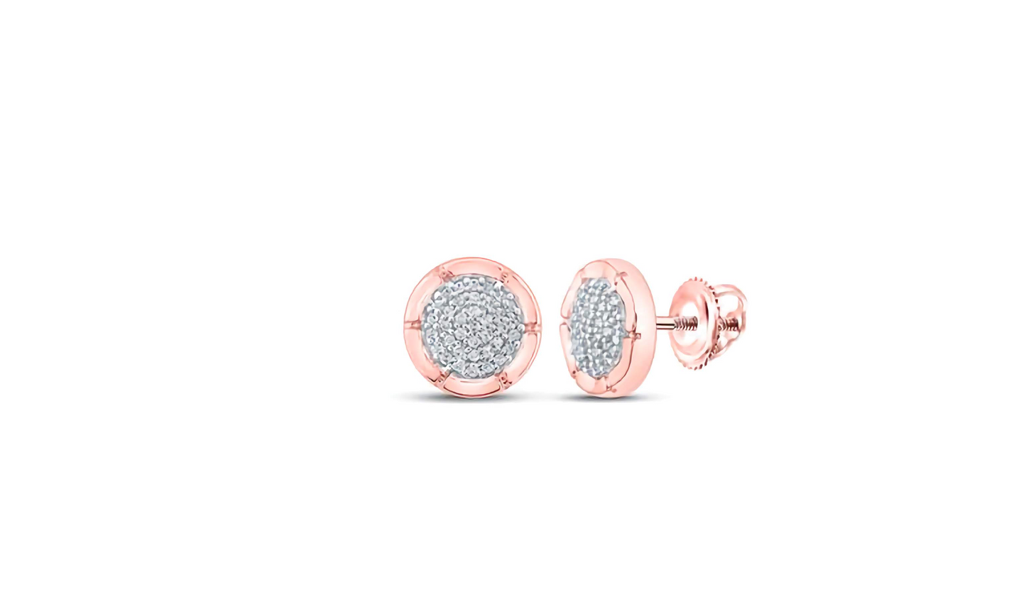 10K Round Diamond Ridged Earrings