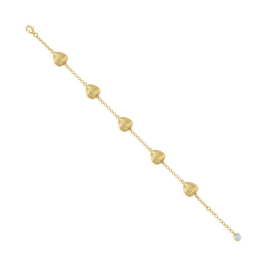 Heart charm bracelet in 14K yellow gold, 8 inches.