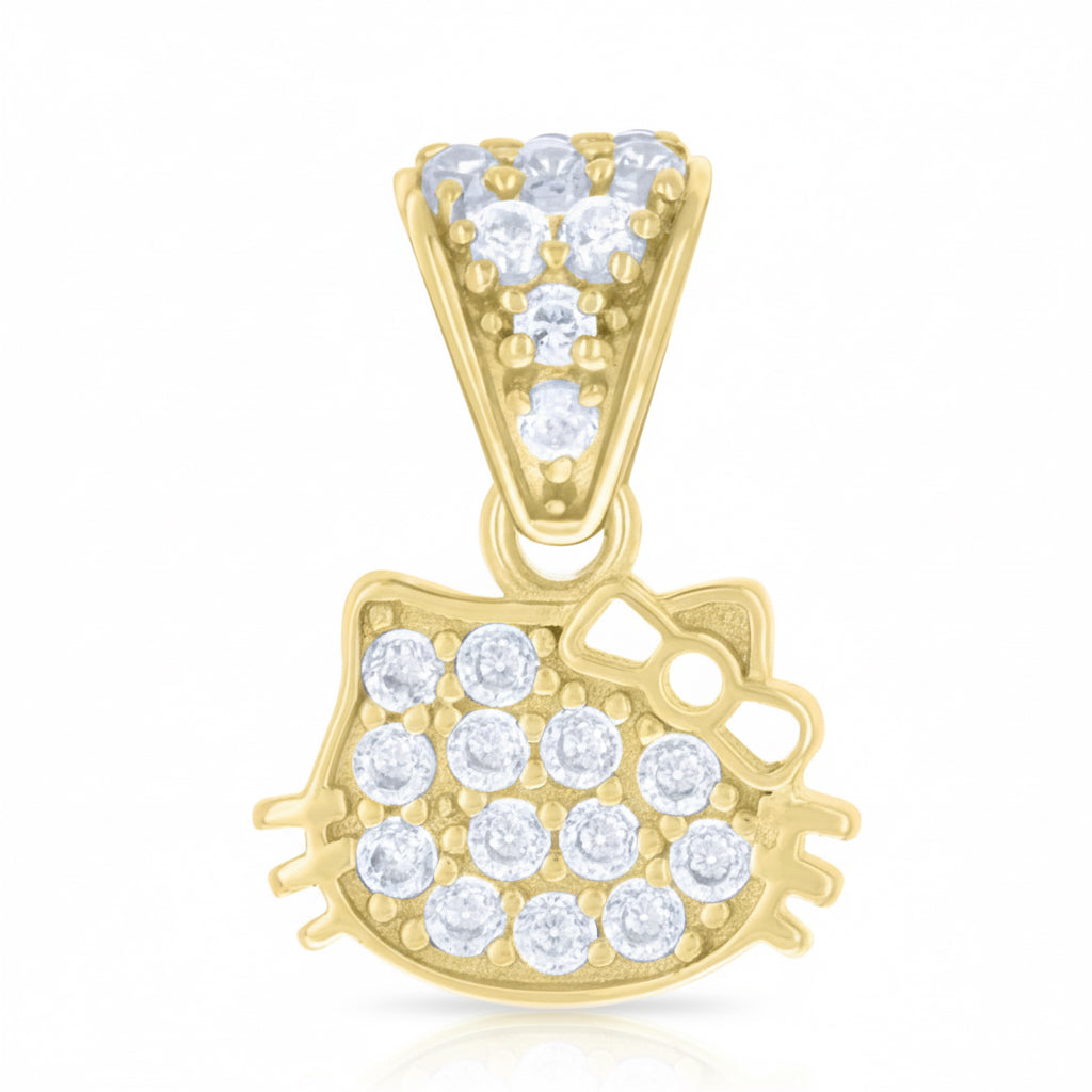 10kt Yellow Gold Hello Kitty Jewelry Pendant with CZ