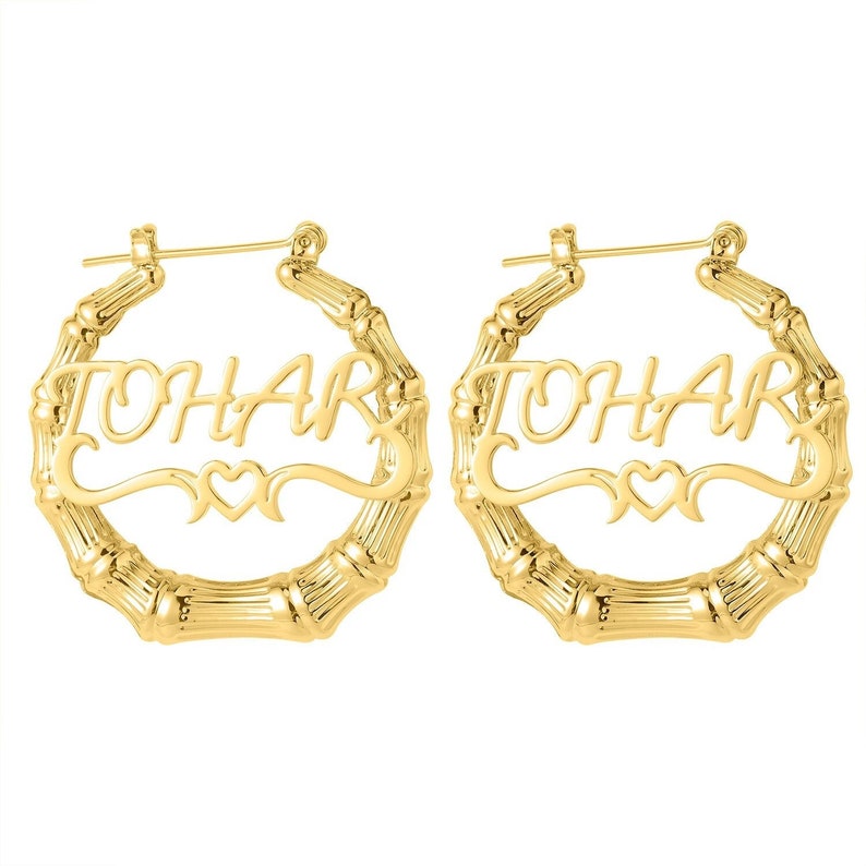 10k Yellow Gold Bamboo Hoops