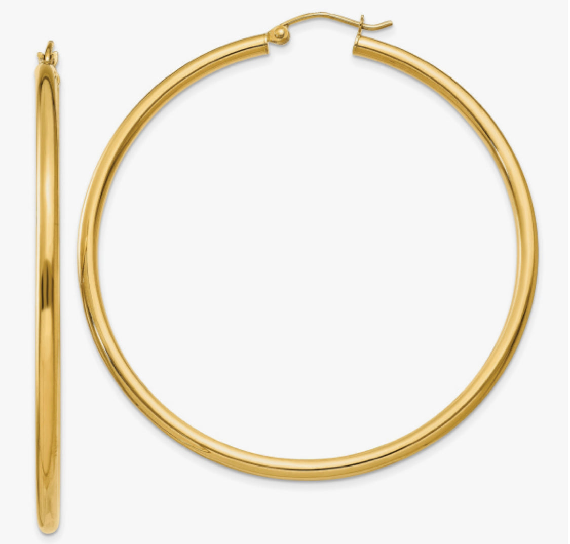 10K Yellow Gold Thin Hoops