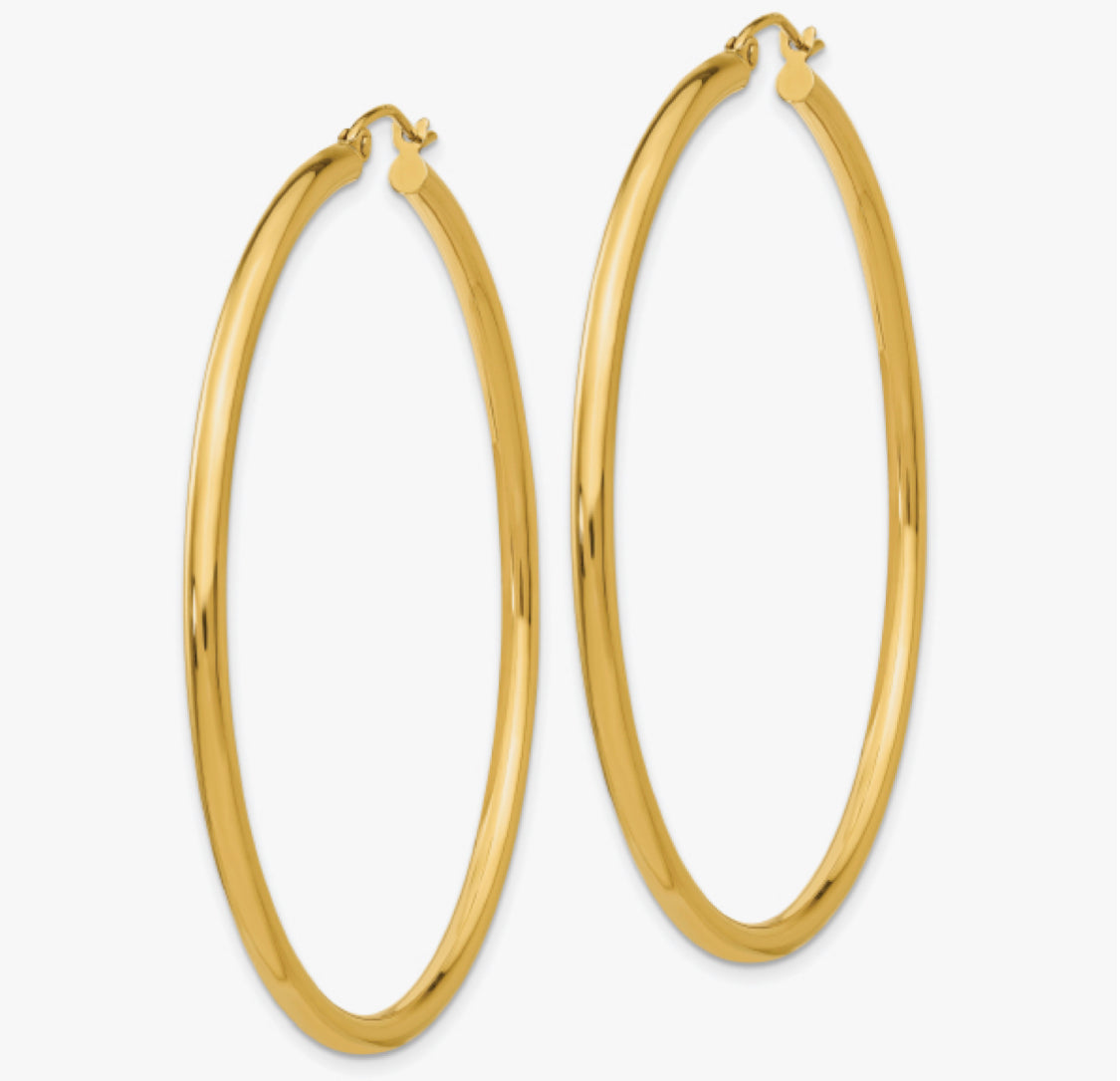 10K Yellow Gold Thin Hoops