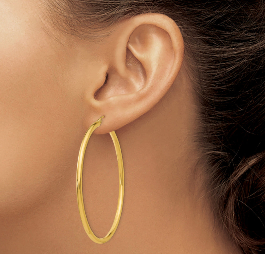 10K Yellow Gold Thin Hoops