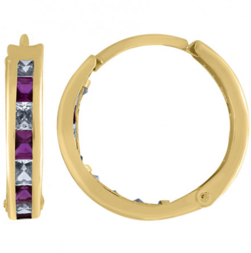 10k Ruby Sapphire Huggies