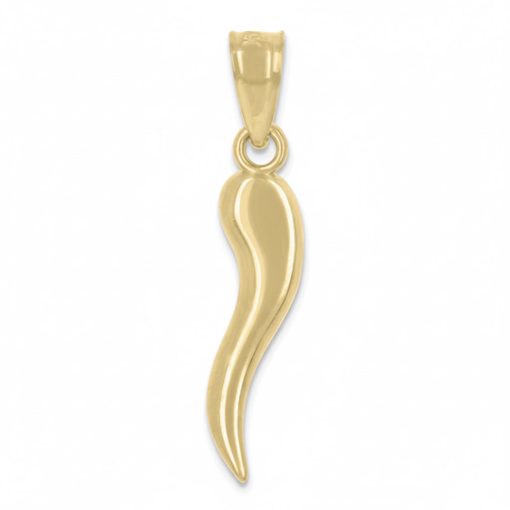 Italian horn pendant charm in 14K or 10K yellow gold