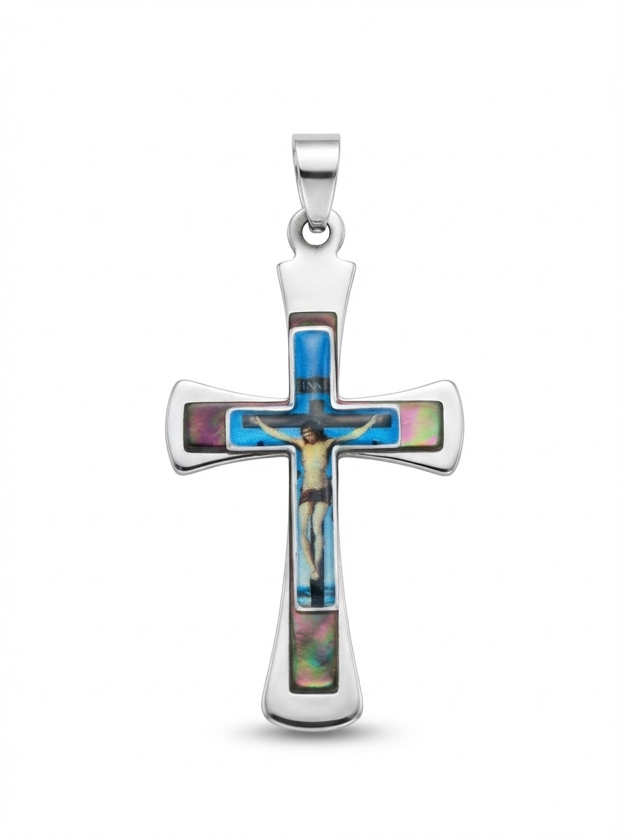 Stainless steel enamel Jesus cross pendant