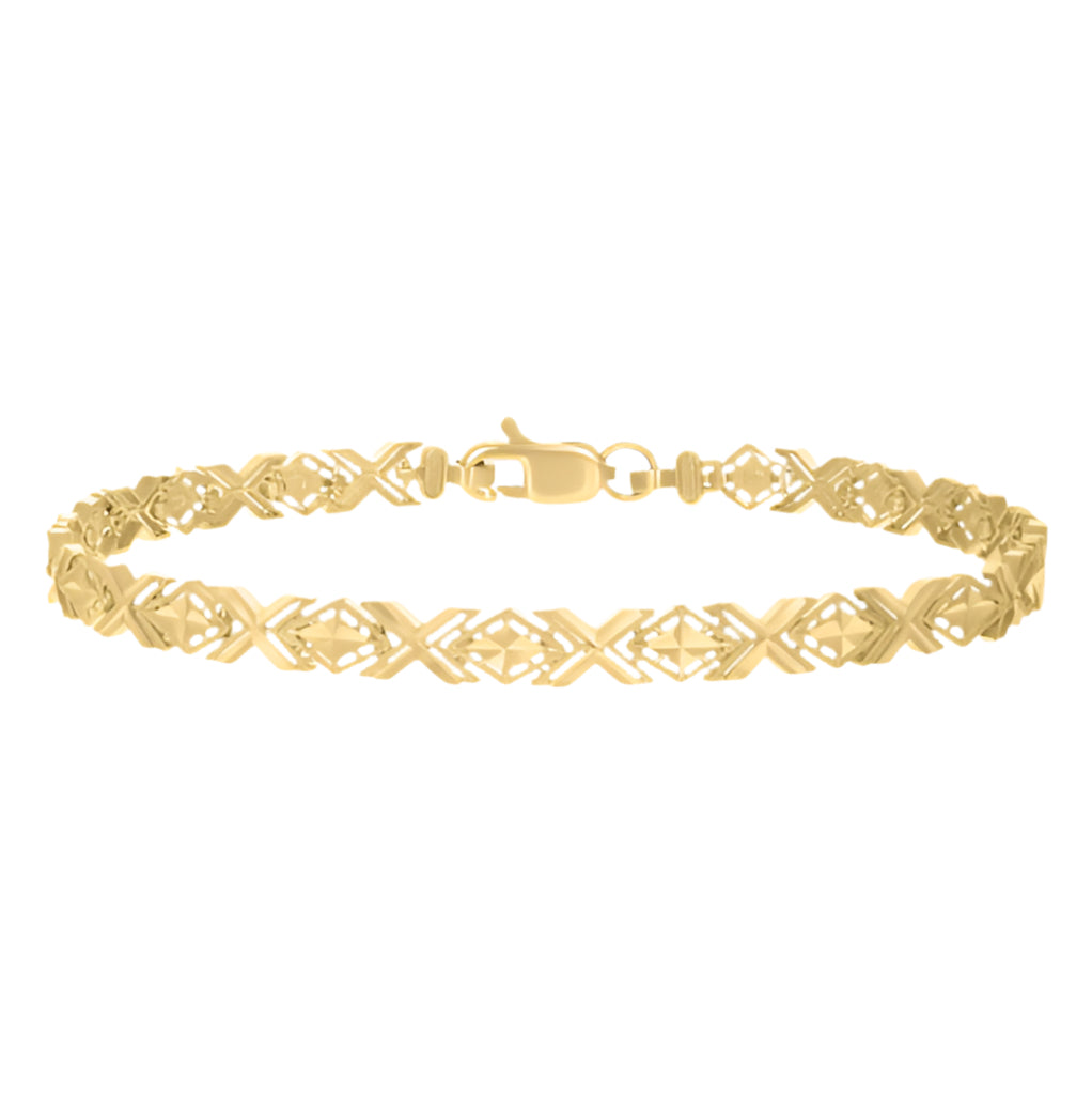 10k yellow gold bracelet with diamond cut finish for women