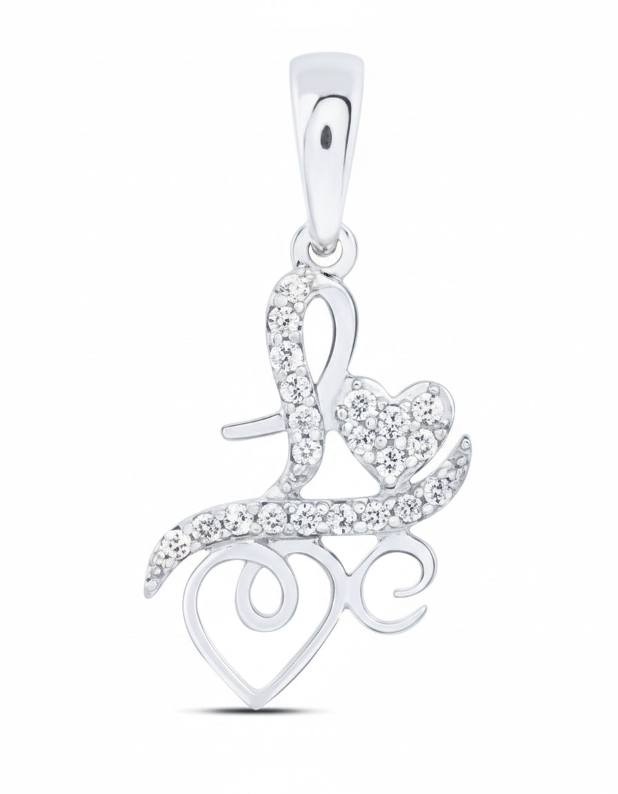 Romantic heart pendant with diamonds in solid 10K gold
