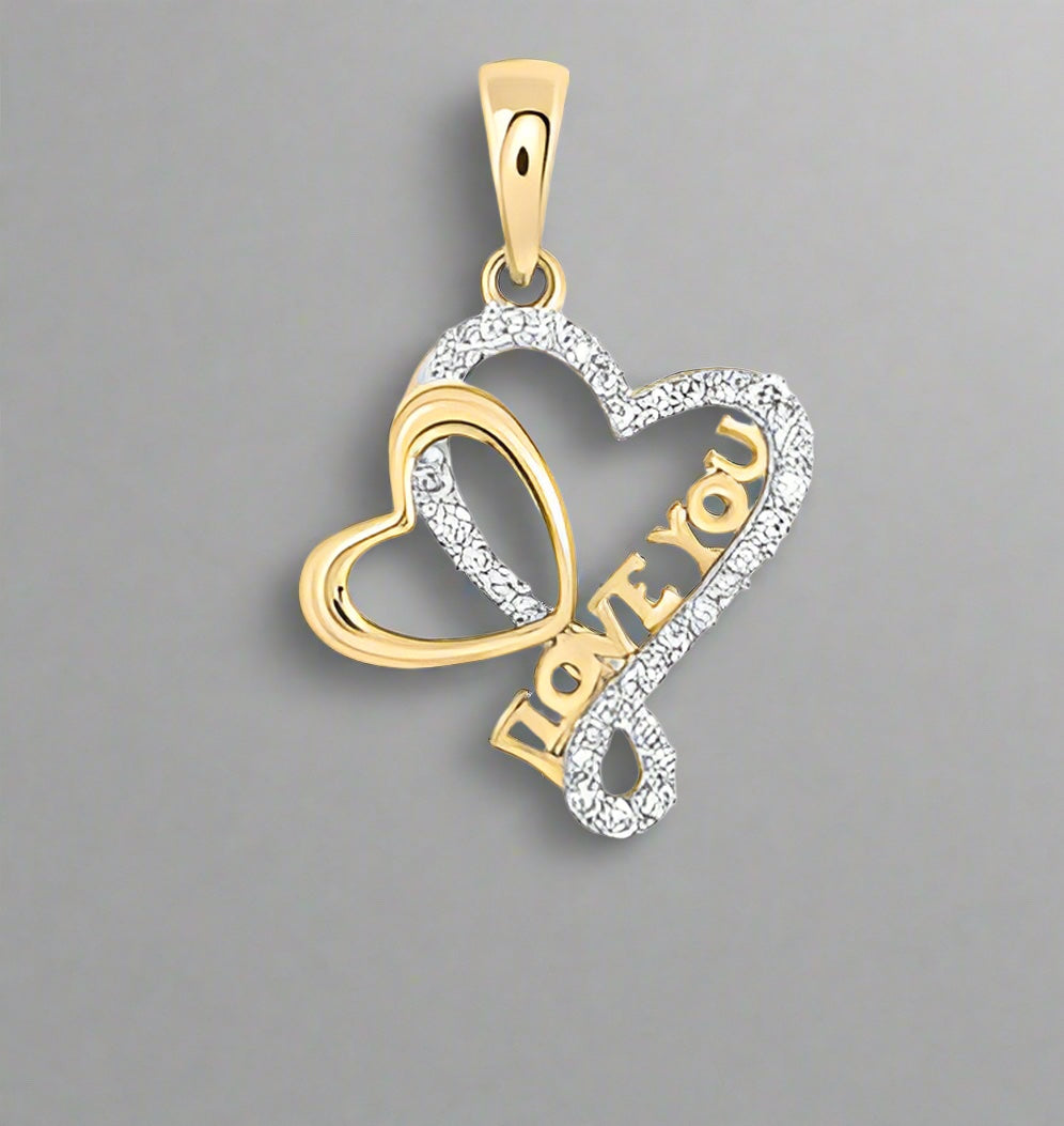 Elegant 10K Gold Love U Heart Diamond Pendant – 1/4 Cttw