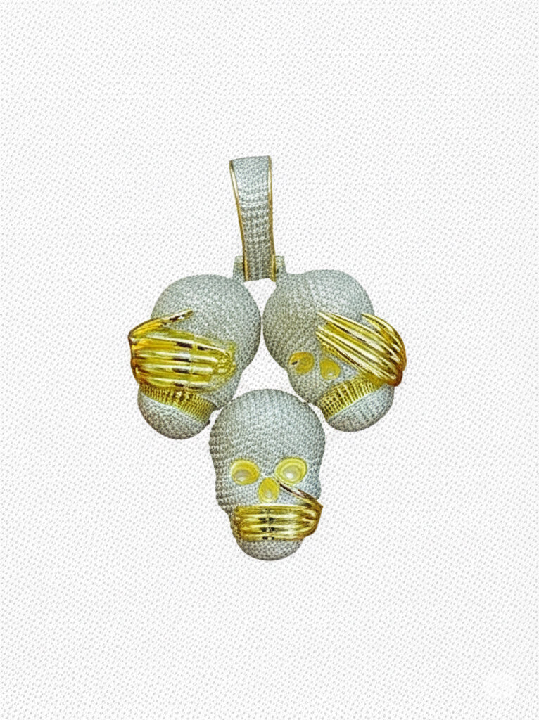Men’s 4 CT Moissanite Pendant in Sterling Silver with Gold and Rhodium Plating