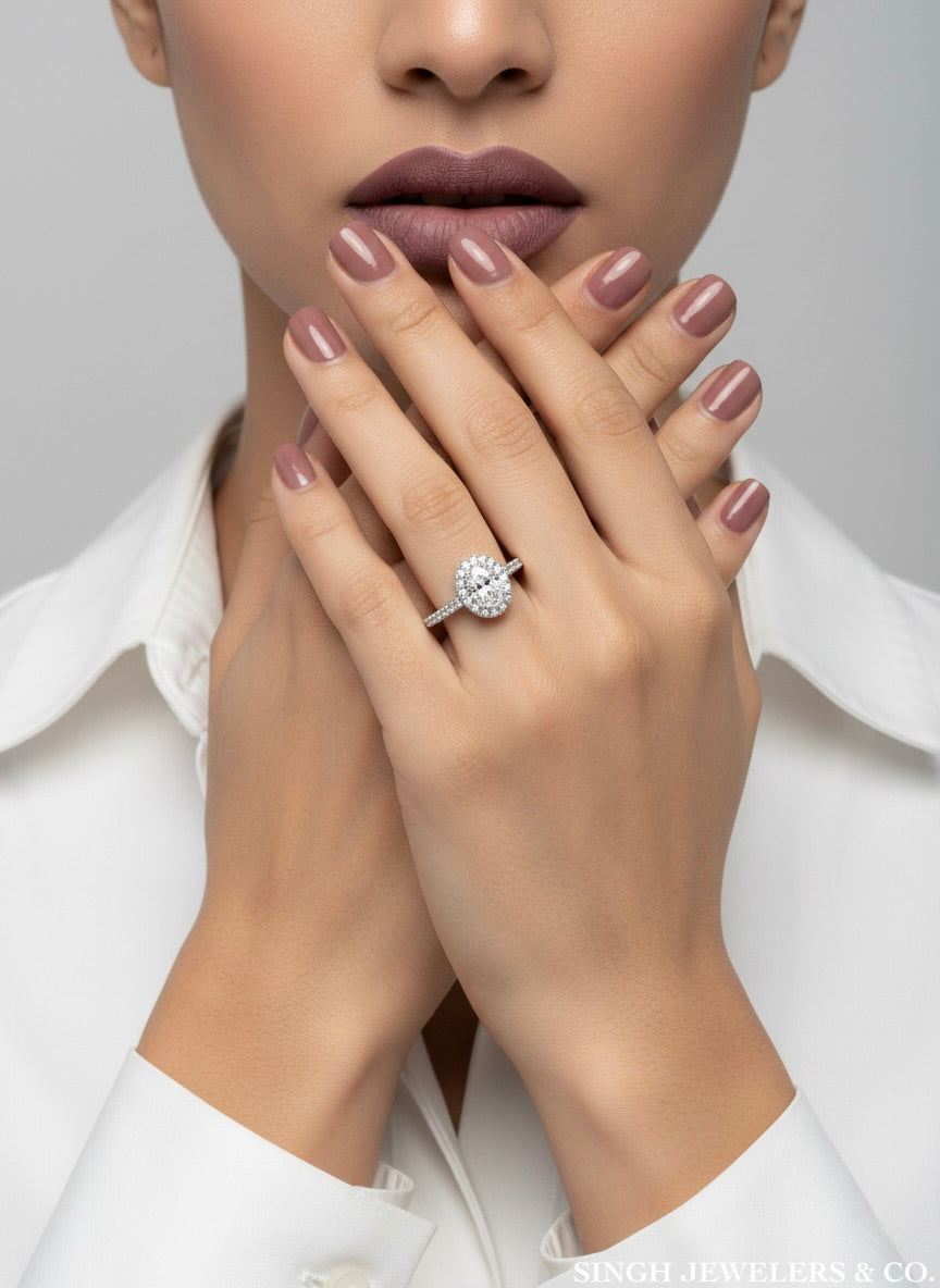 moissanite silver oval engagment ring