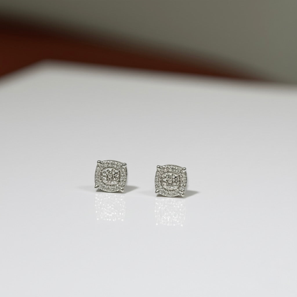 Sterling Silver 0.33 CT Moissanite Stud Earrings on white background