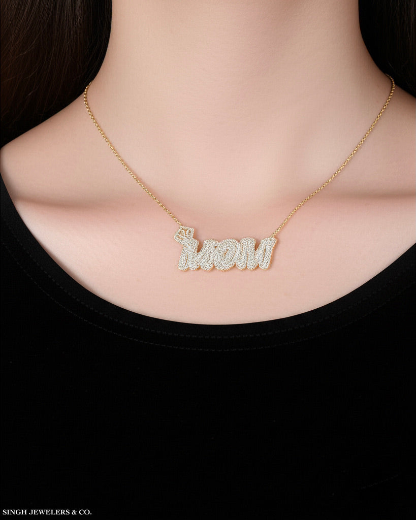 1CTW natural diamond 'Mom' necklace with 18-inch chain