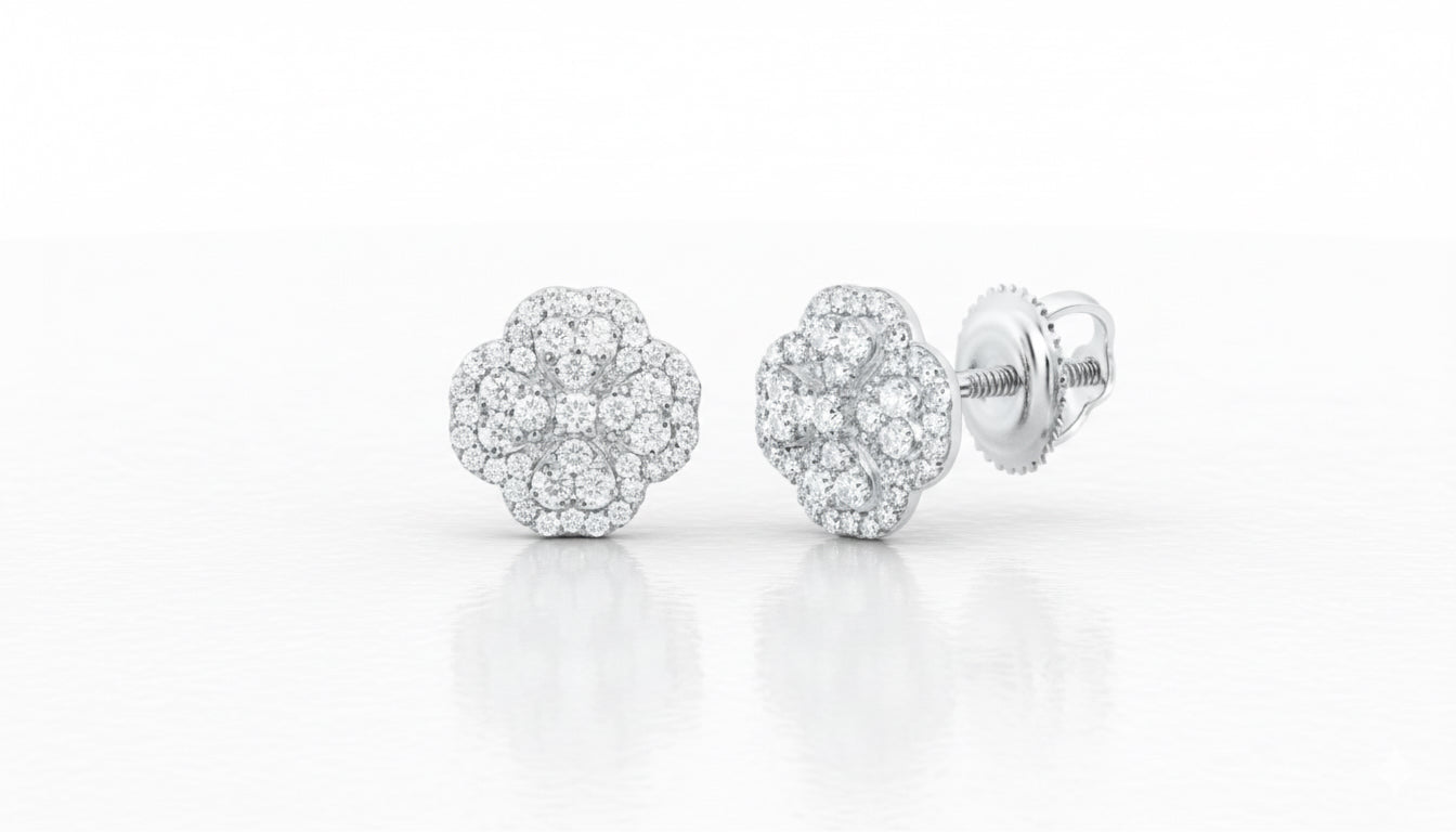 1/3 CTW natural diamond clover stud earrings in 14K gold