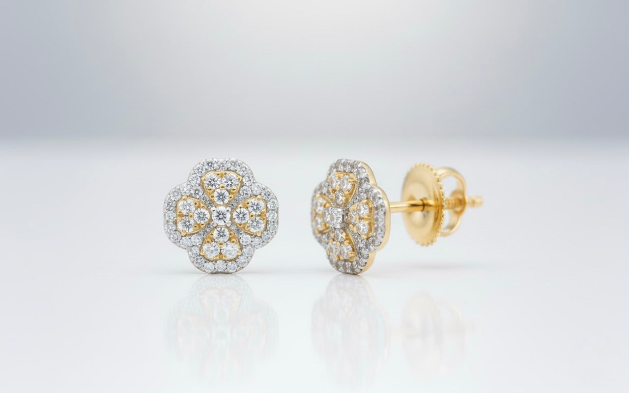 1/3 CTW natural diamond clover stud earrings in 14K gold