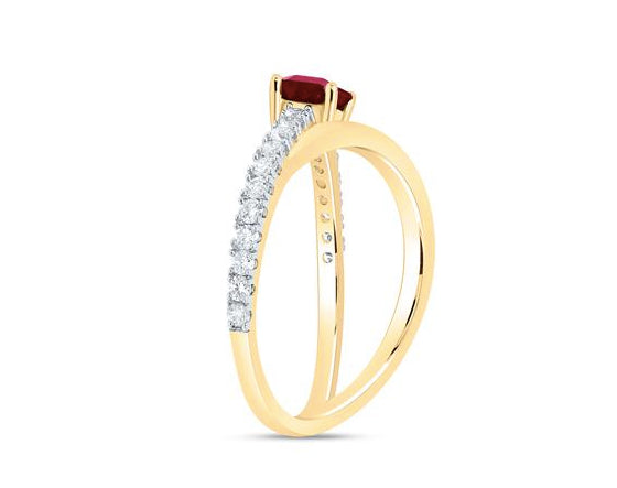 Natural gemstone ladies ring in 14k yellow gold with 1/3 CTW diamonds