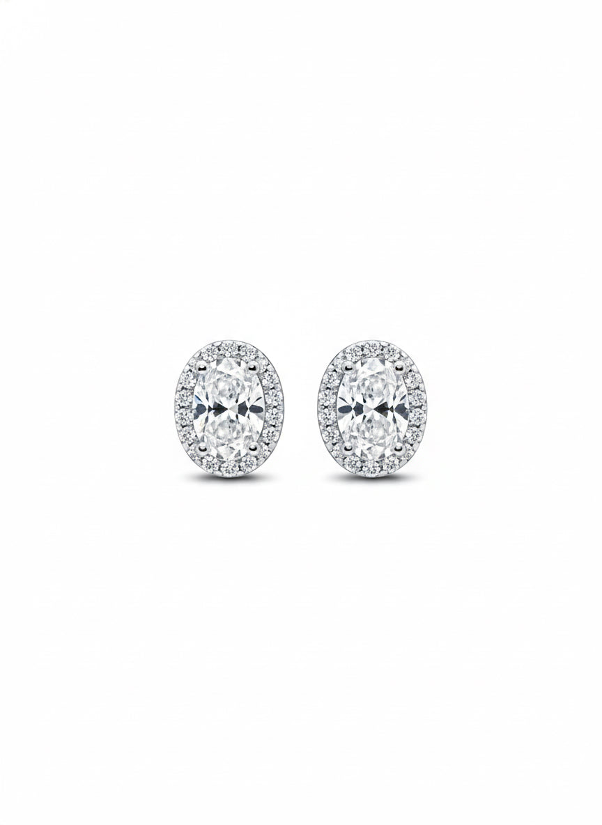 oval-cut moissanite silver stud earrings for women