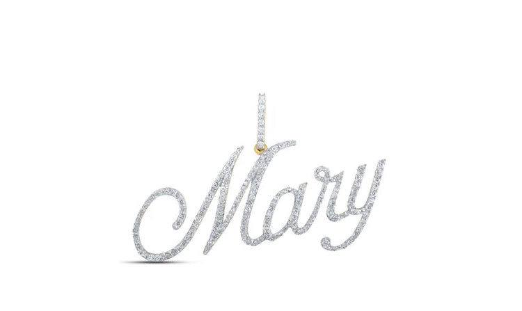Custom Mary name pendant in 10K yellow gold with 7/8 Cttw of round diamonds