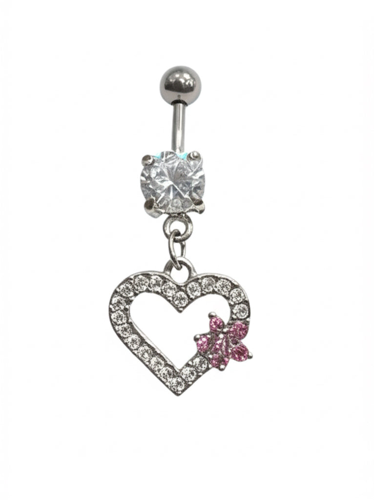 pink flower belly button ring made from 316L surgical steel