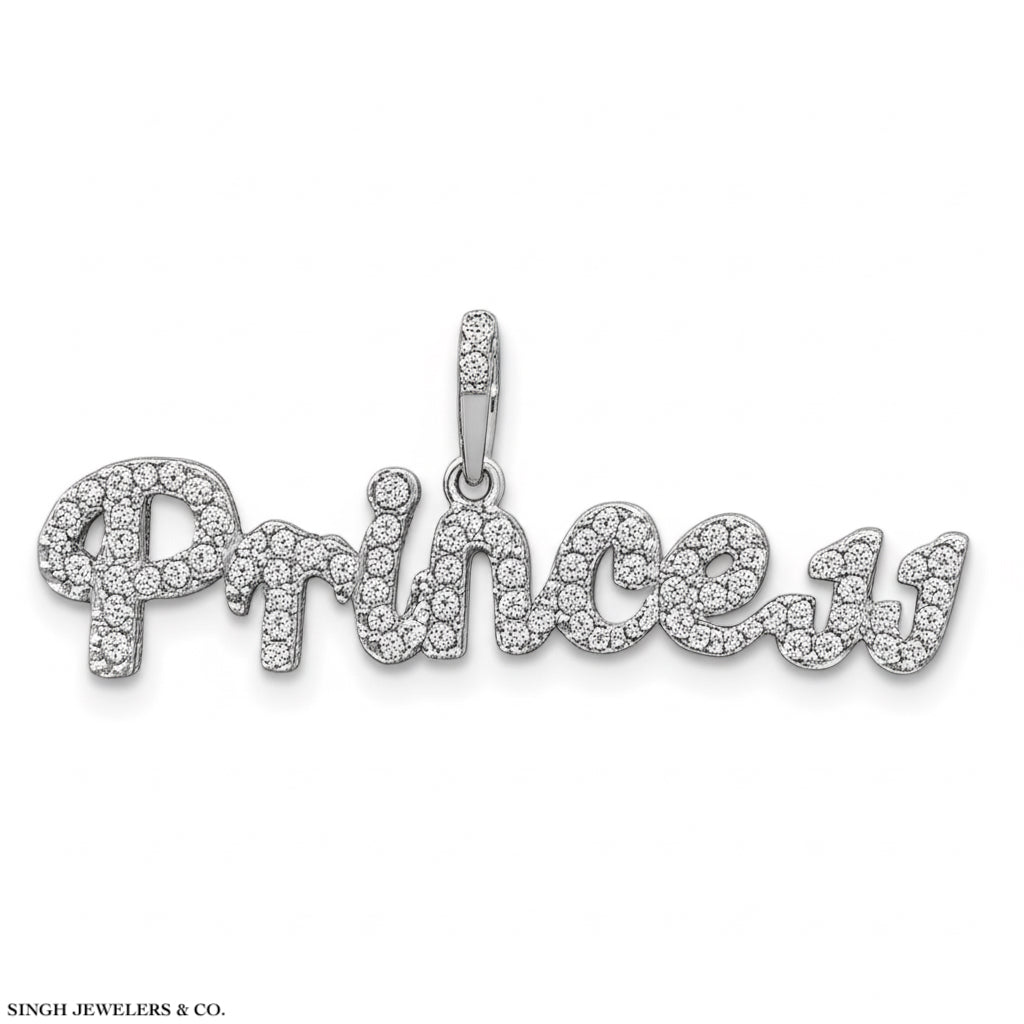 Sterling silver princess cut moissanite necklace with 20-inch moon cut chain