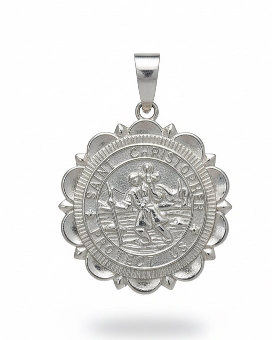 925 sterling silver Saint Christopher Protect Us charm