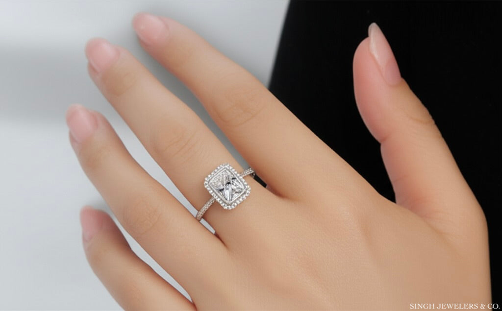 Sterling Silver Emerald Cut CZ Ring – Size 8