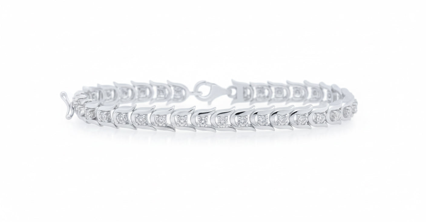 Sterling Silver Diamond Gift Bracelet – 1/10 CTW, 7 Inch