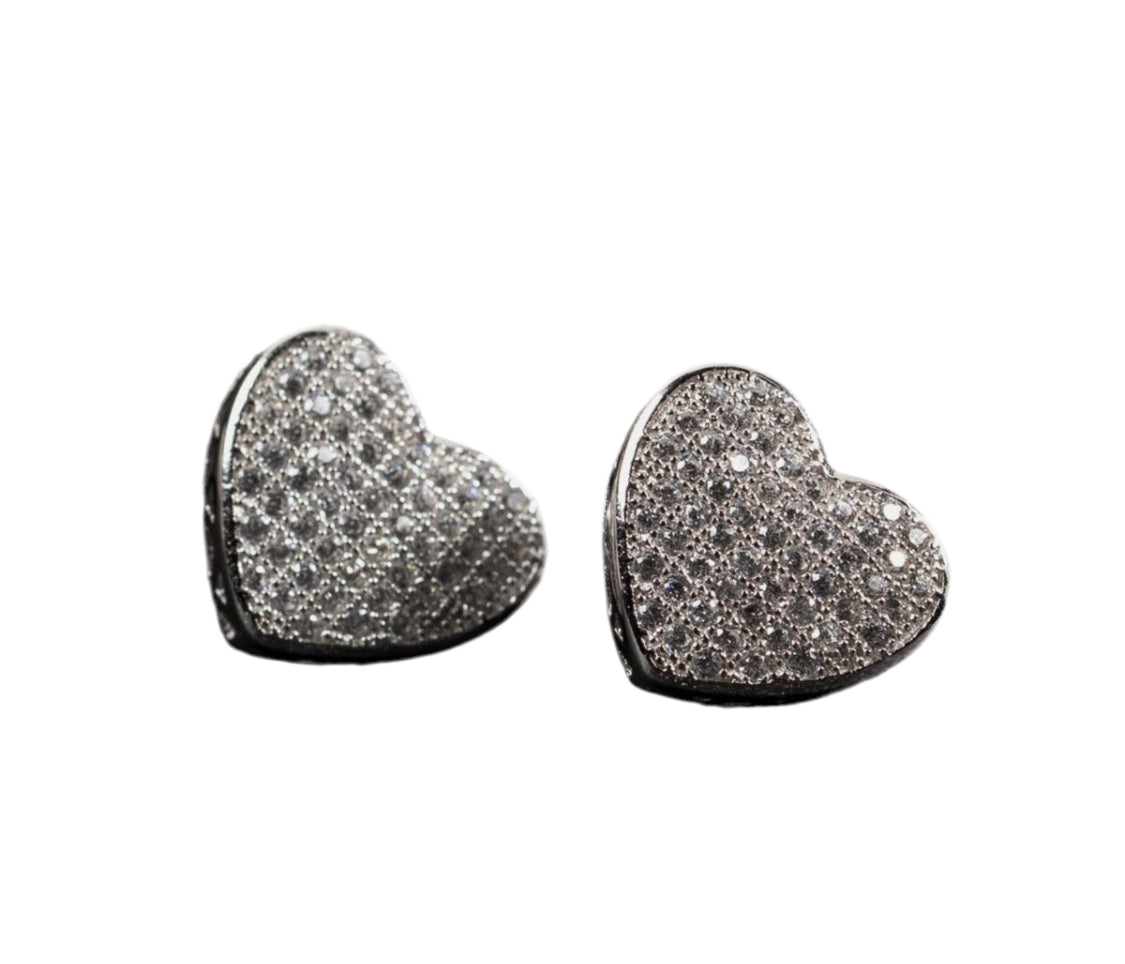 Romantic heart-shaped pave diamond earrings