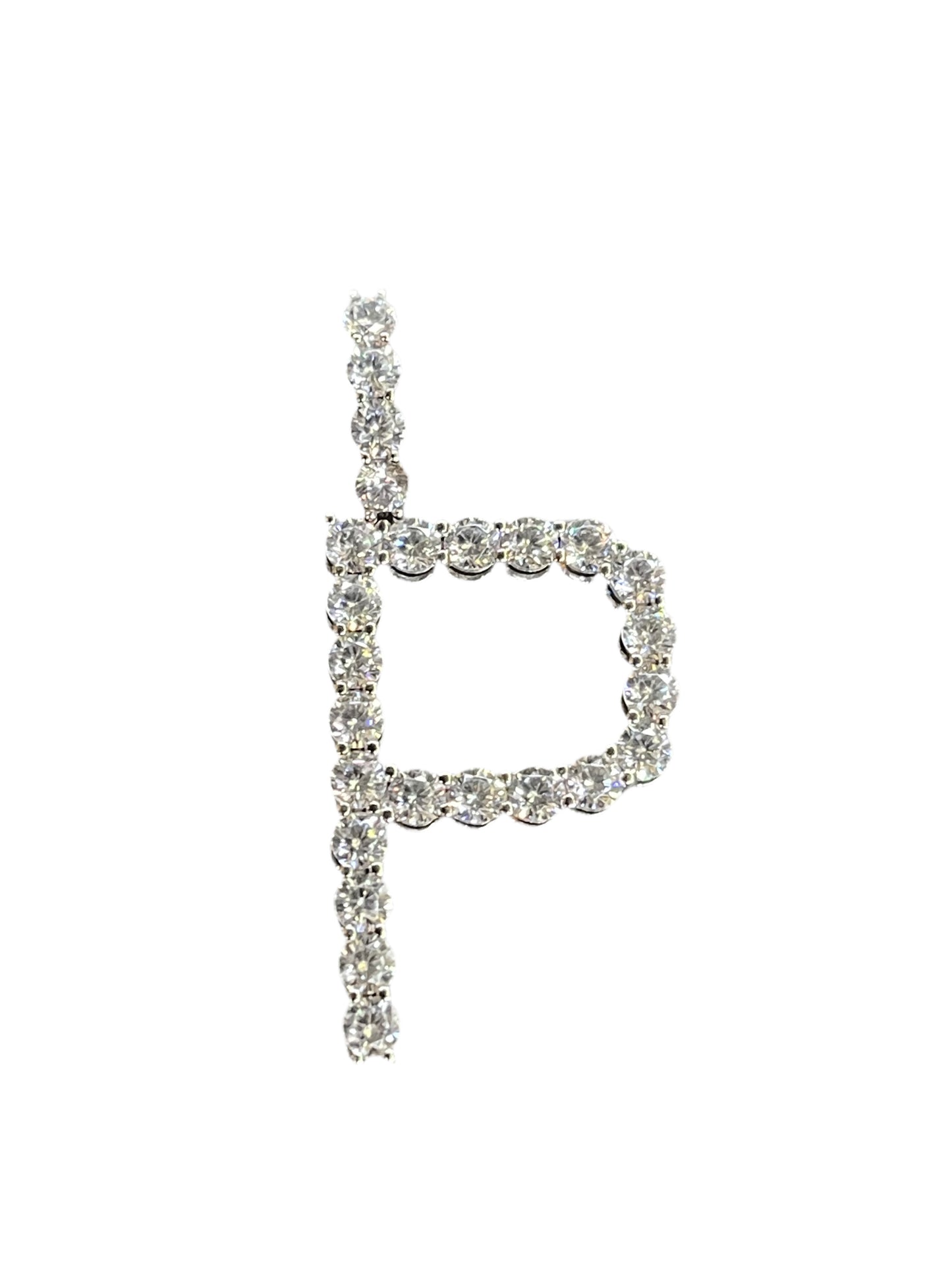Sterling Silver Round CZ Initial 'P' Pendant Necklace