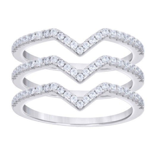 Sterling Silver White Sapphires Stackable Trio Bands