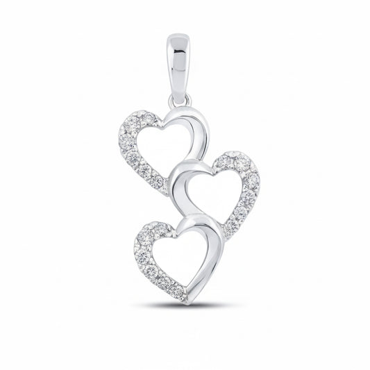 Triple Heart Diamond Pendant – 1/4 CTW in 10K Gold