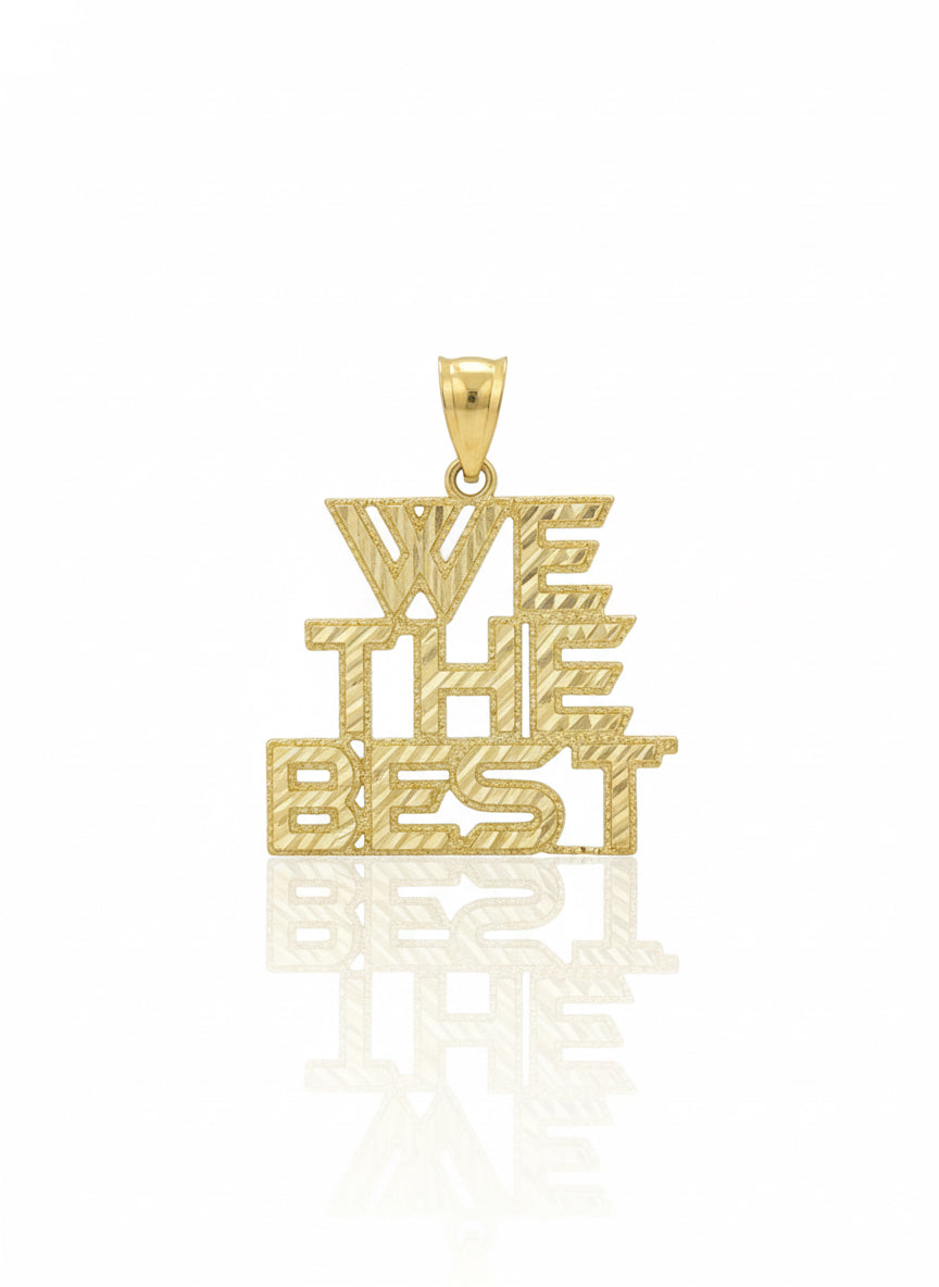 10k Gold Diamond-Cut We The Best Pendant – Hip Hop Jewelry