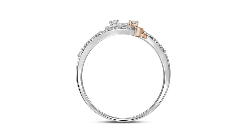 10k white gold double hearts diamond promise ring with 1/5 Cttw diamonds, size 7