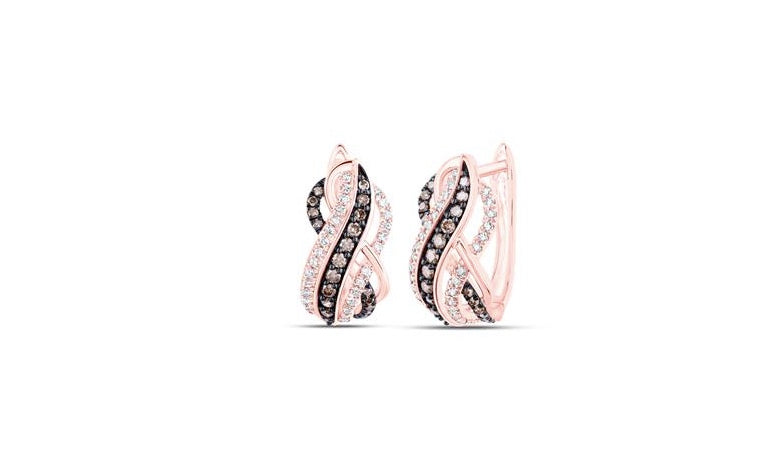 10K Rose Gold Cognac 1/2 Cttw Diamond Hoops