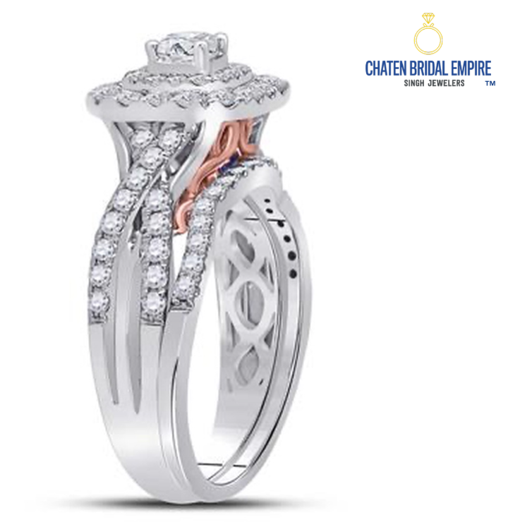 14K Gold Round Diamond Bridal Wedding Ring Set