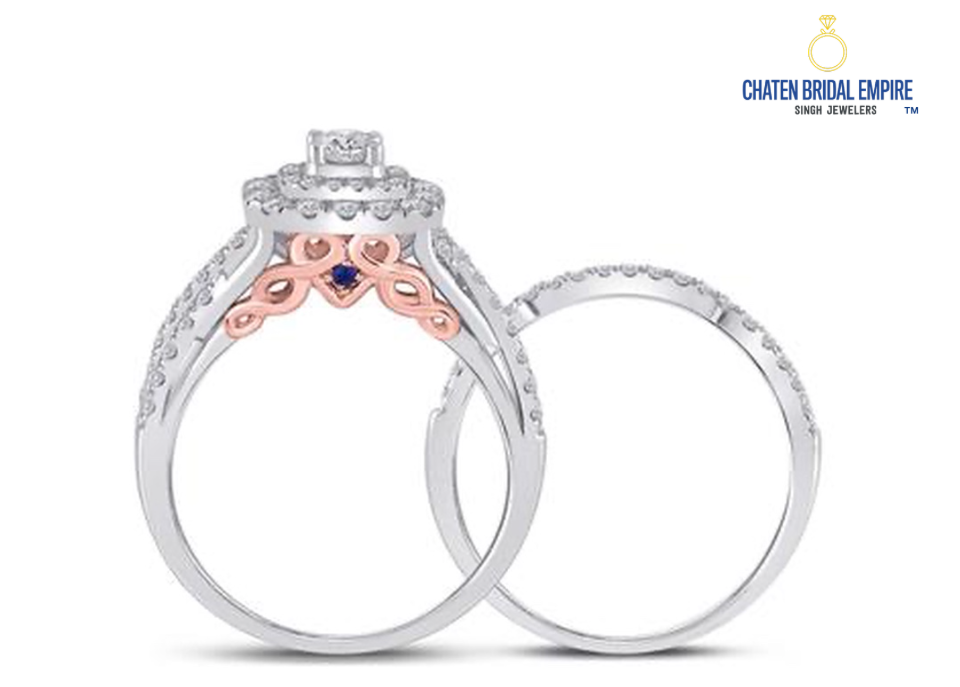 14K Gold Round Diamond Bridal Wedding Ring Set