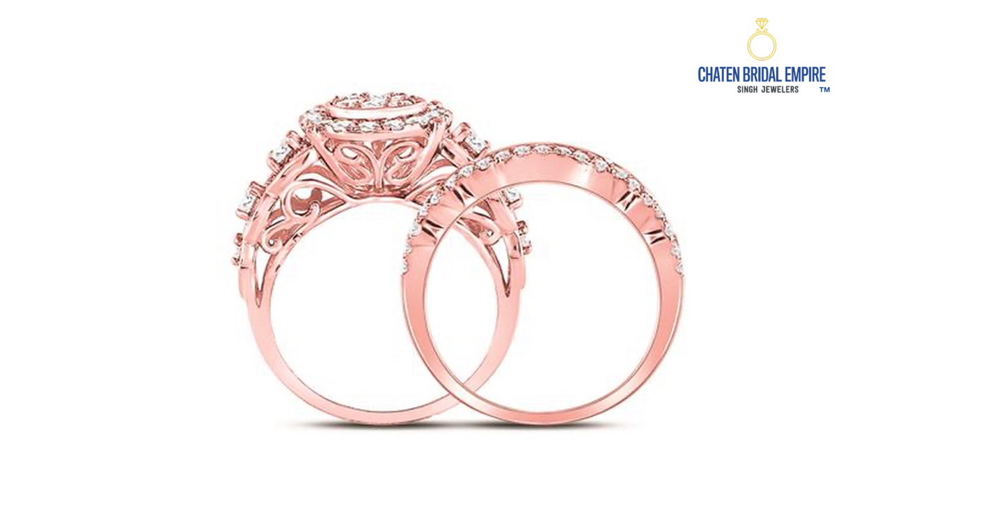 14K Majestic Wedding Bridal Ring Set