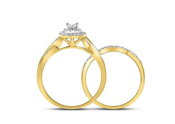 14K Princess Diamond Bridal Wedding Set