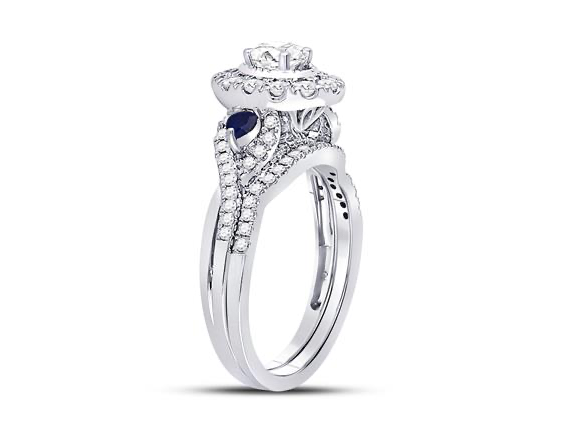 14K Oval Diamond Bridal Wedding Ring Set