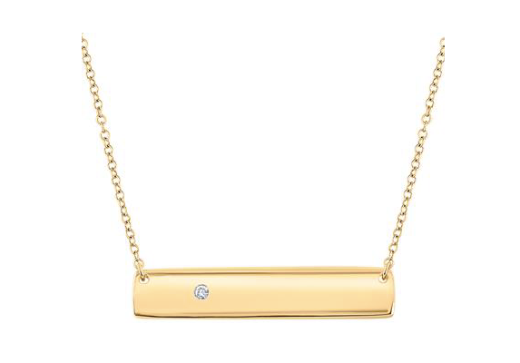 10K Diamond Rectangle Bar Necklace
